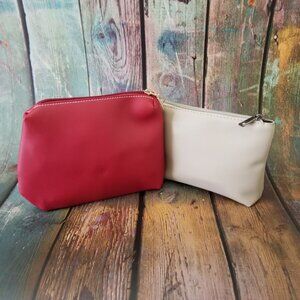 New/Never Used! Set of Two Faux Leather Accessory/Makeup/Storage Pouches